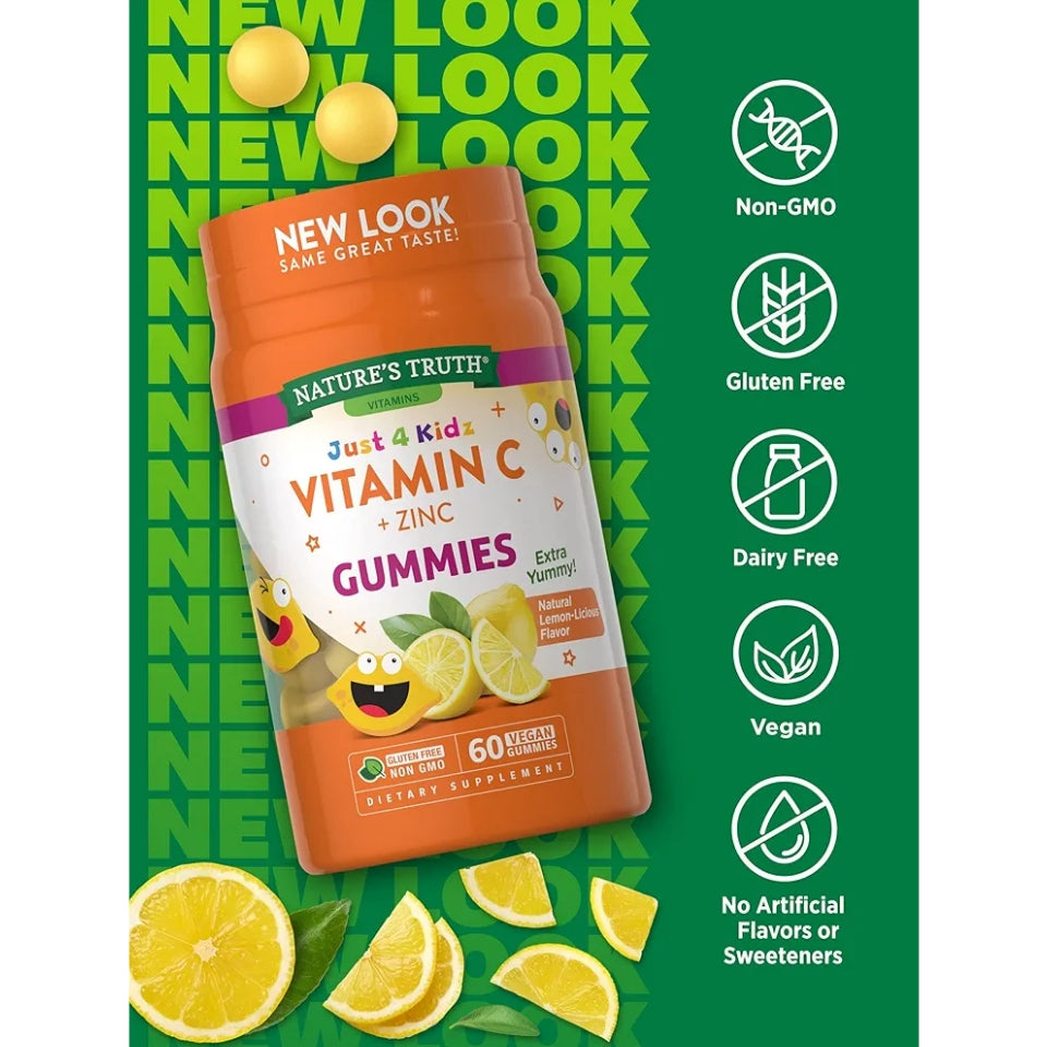 Nature's Truth Vitamin C Gummies for Kids | with Zinc | 60 Count