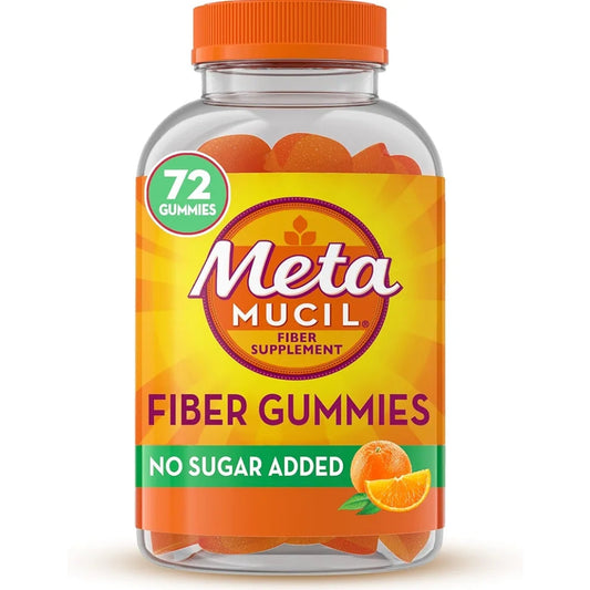 Metamucil Fiber Gummies for Adults, No Sugar Added Orange Flavor, 5g Plant Based Prebiotic Fiber Supplement Blend, 72 Count