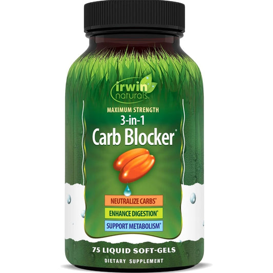 Irwin Naturals Maximum Strength 3-in-1 Carb Blocker - Neutralize Carbohydrates and Support Metabolism