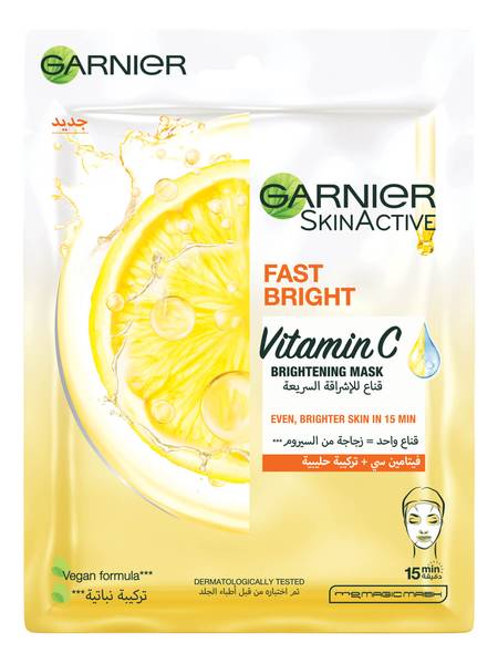 Garnier SkinActive Fast Bright Instant Bright Tissue Mask with Vitamin C and Milky Essence 28g