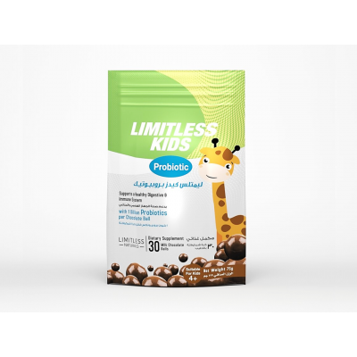 LIMITLESS KIDS PROBIOTIC WITH 1 MILLION PROBIOTICS PER CHOCOLATE BALL 30 MILK DARK CHOCOLATE BALLS