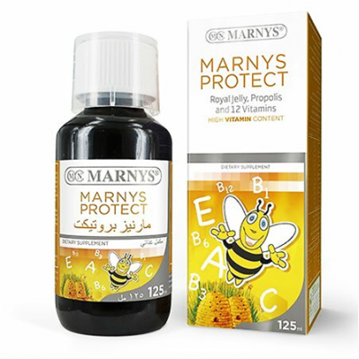 MARNYS PROTECT ( ROYAL JELLY + VIT. C + PURIFIED PROPOLIS + VITAMINS B1 , B2 , B3 , B5 , B6 , B7 , B12 + VIT. A + VIT. E + FOLIC ACID ) SYRUP 125 ML