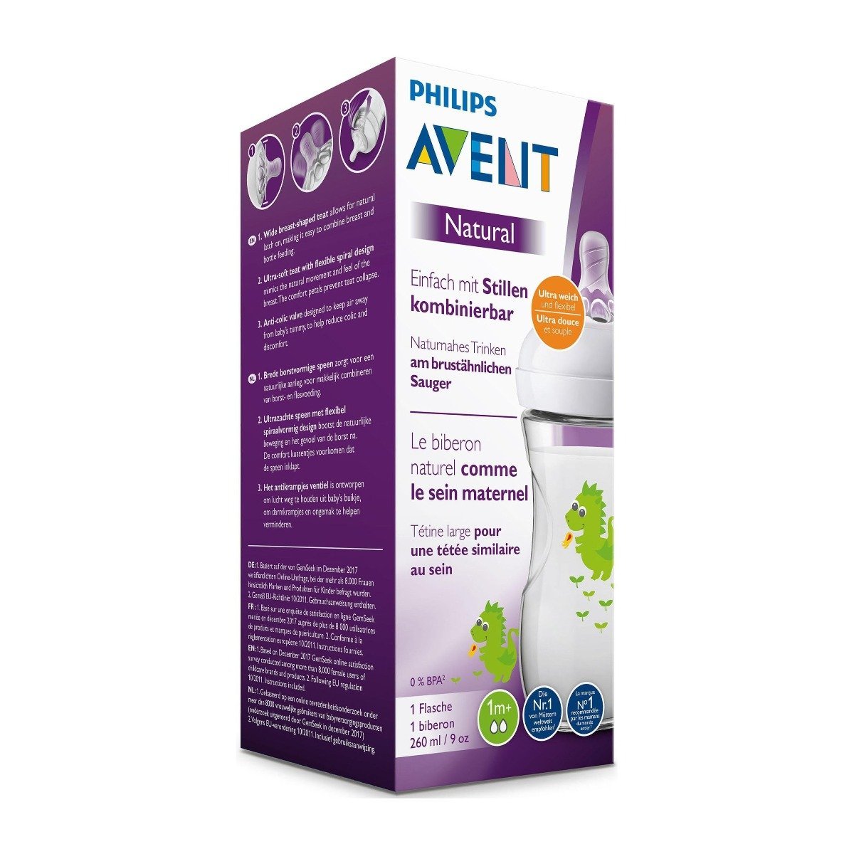 Avent Natural Baby Bottle 260ml 1m+ - Dragon