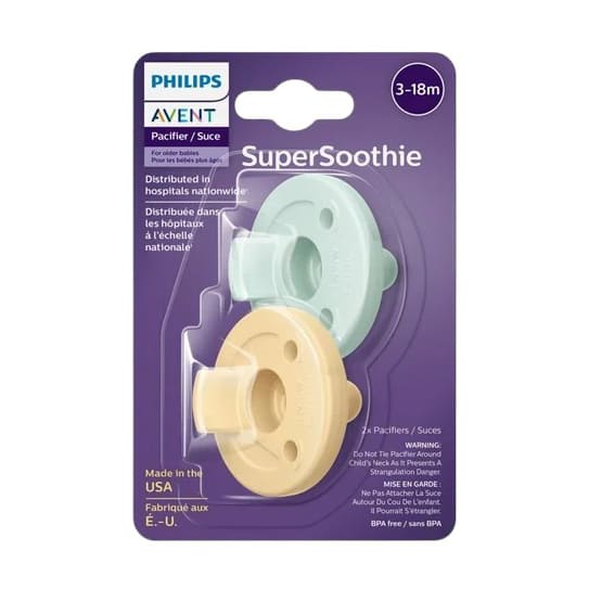 Avent Soothie Pacifier 3-18m - Light Yellow & Pastel Cyan