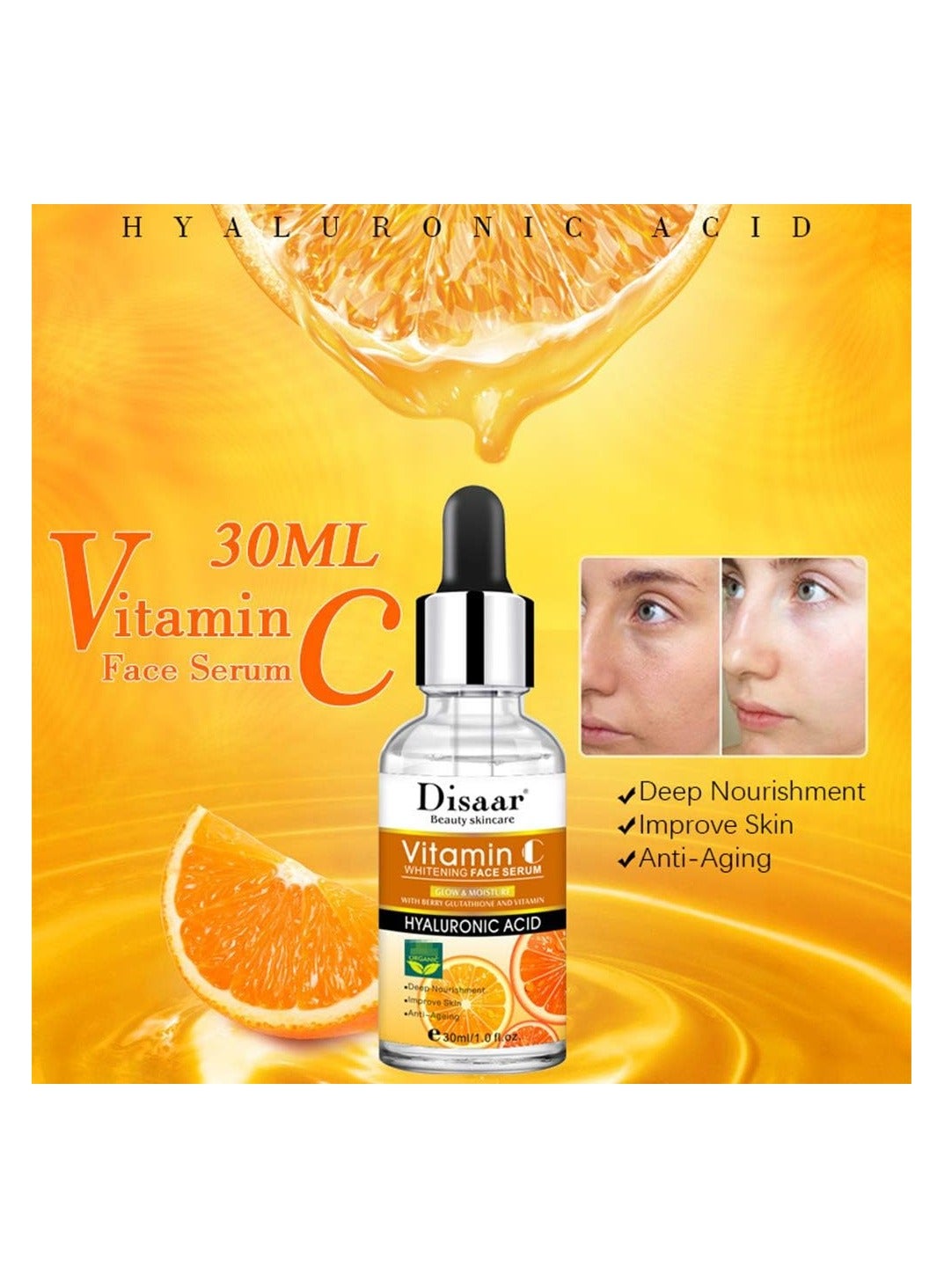 Disaar Vitamin C Hyaluronic Acid Whitening Face Serum 30ml