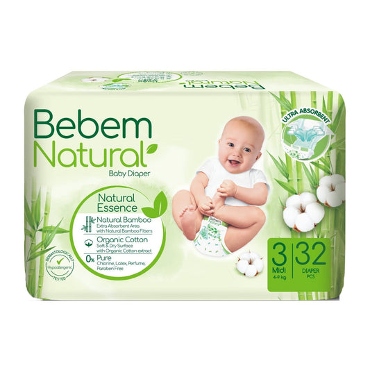 Bebem Natural Baby Diaper Size 3 Midi (4-9kg) - 32 Diaper