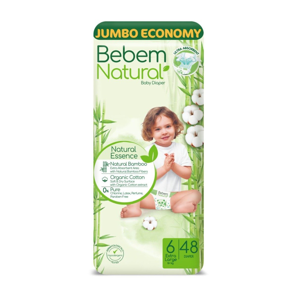 Bebem Bebem Natural Size 6 Extra Large (16+ Kg) - 48 Diapers – Re3aya Pharmacy