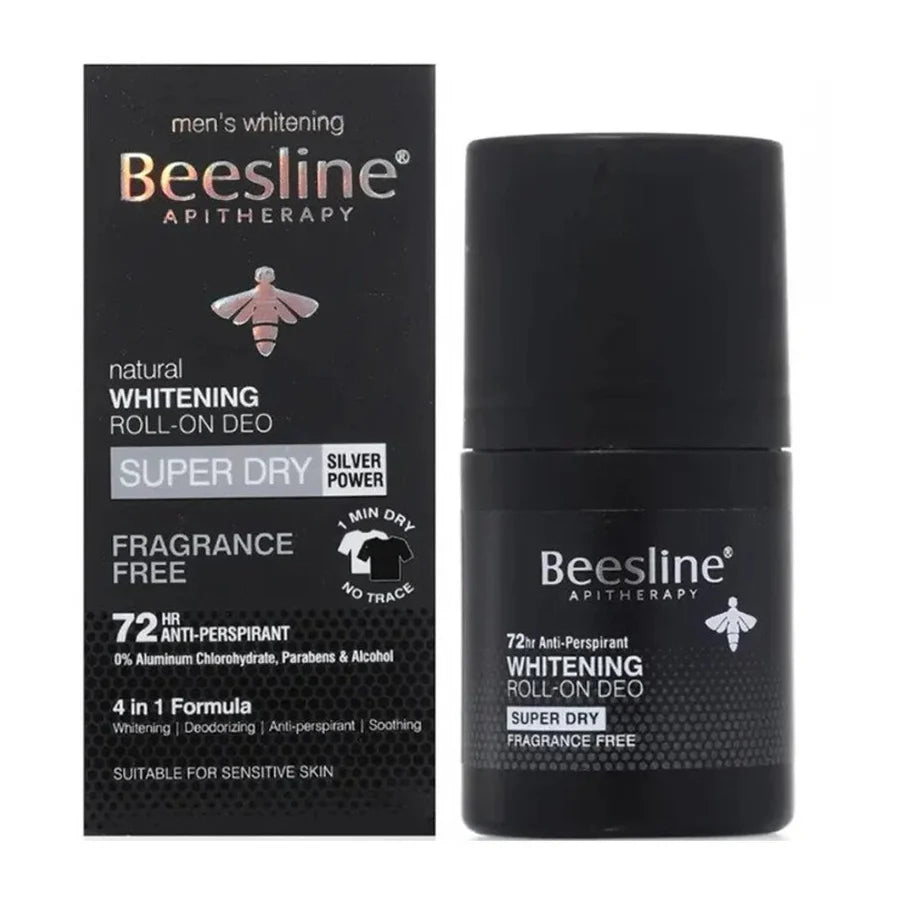 Beesline Natural Whitening Super Dry Fragrance Free 4 In 1 Roll On Deodorant – 50ml