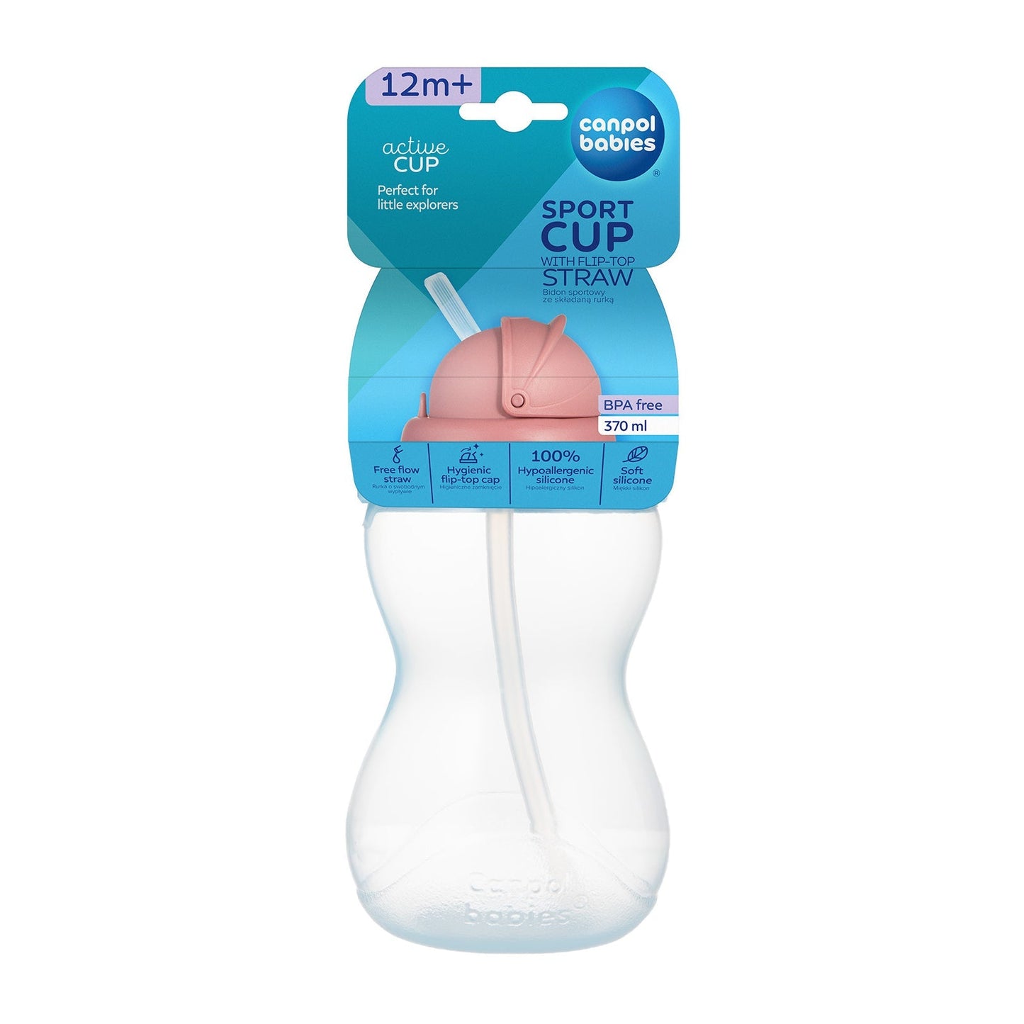 Canpol babies Sport Cup with Silicone Flip-Top Straw (12m+) - 370ml
