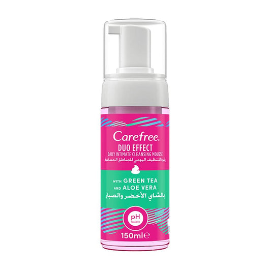 Carefree Duo Effect Daily Intimate Cleansing Mousse With Green Tea & Aloe Vera - 150ml