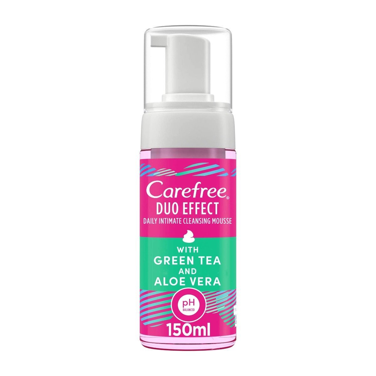 Carefree Duo Effect Daily Intimate Cleansing Mousse With Green Tea & Aloe Vera - 150ml