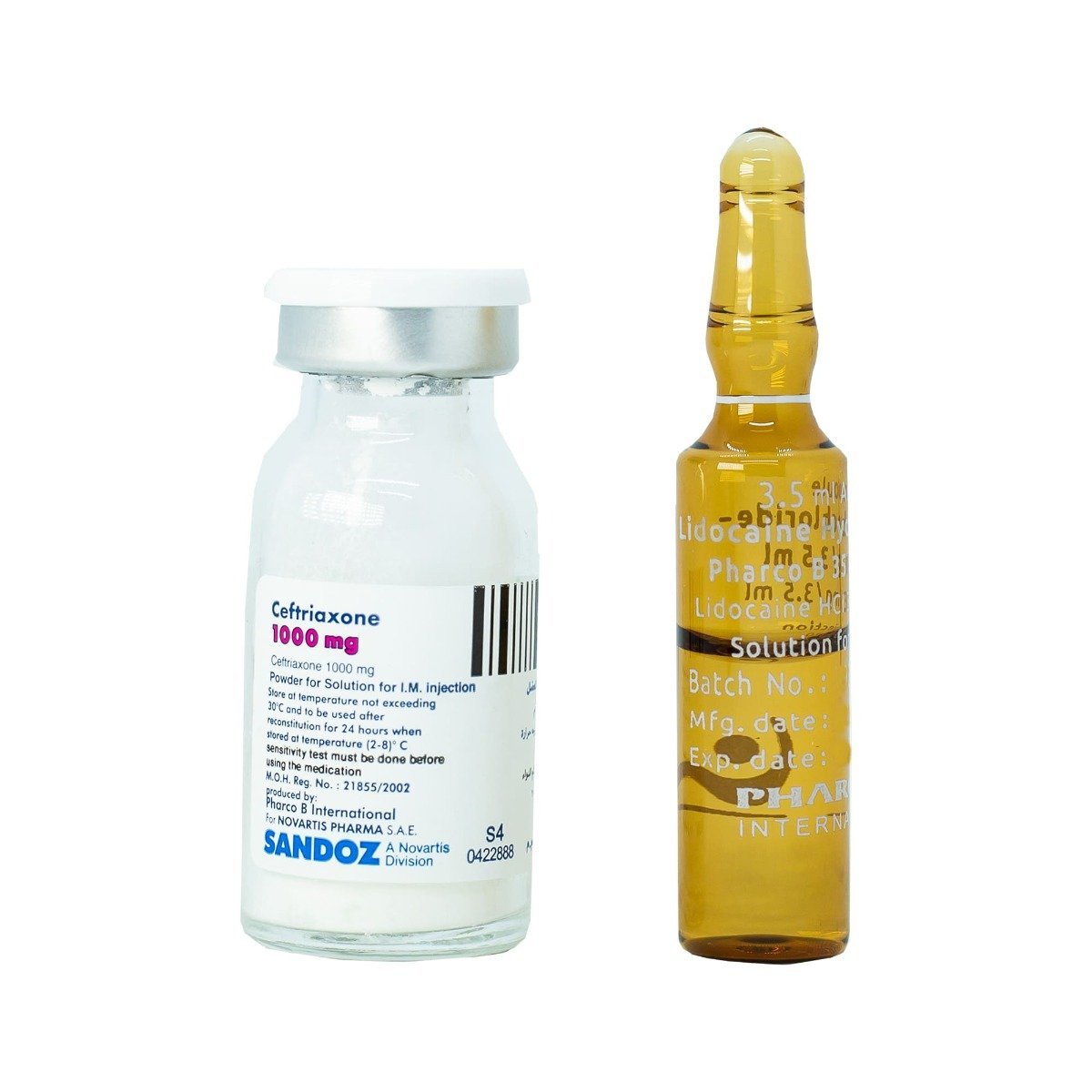 Ceftriaxone 1 gm IM - 1 Vial