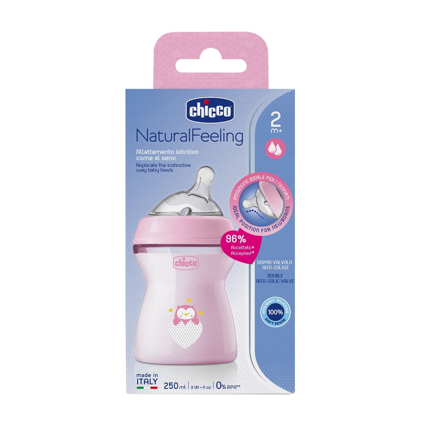 Chicco Natural Feeling 2m+ Slow Flow Bottle - 250ml