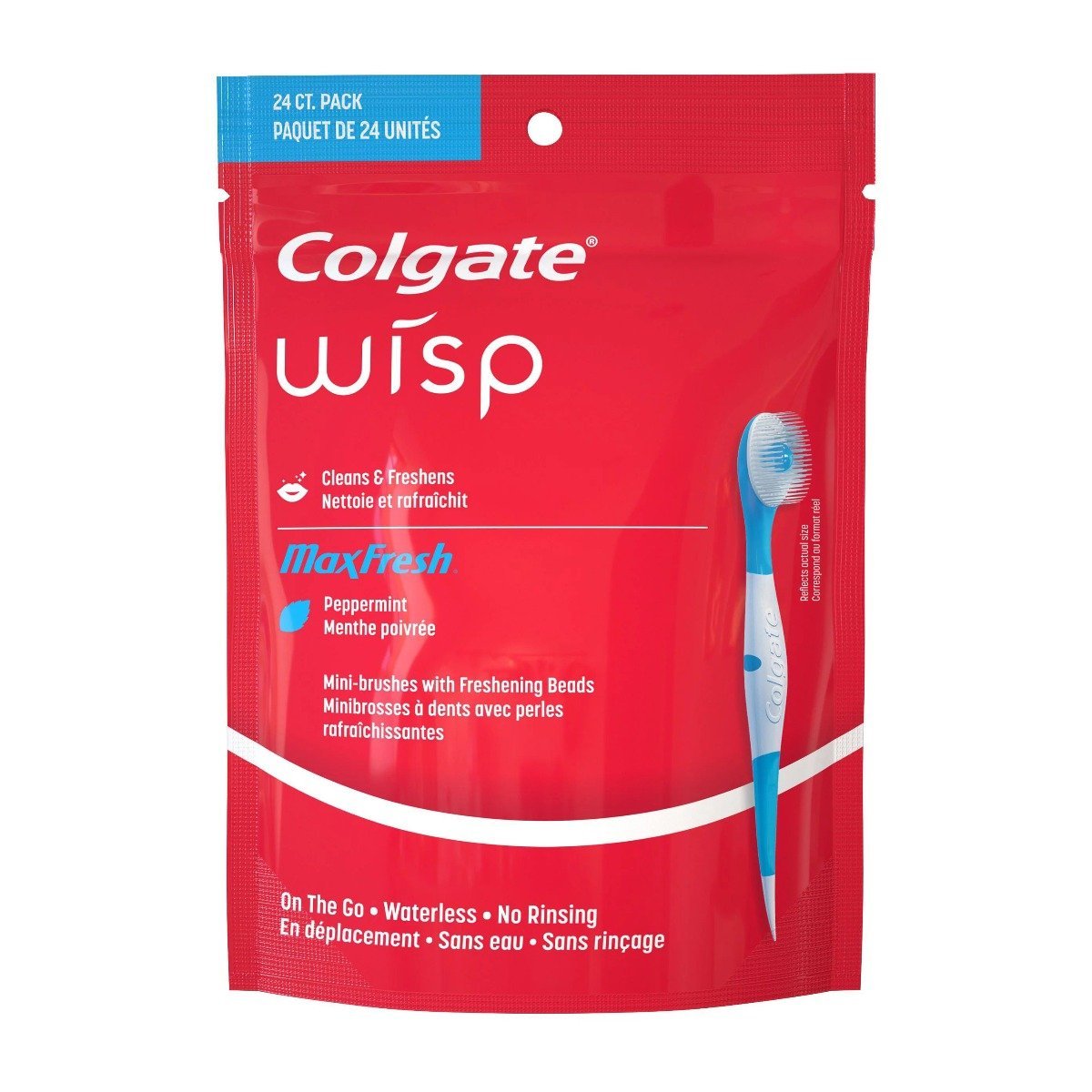 Colgate Max Fresh Wisp Disposable Mini Toothbrush and Peppermint - 24 Count