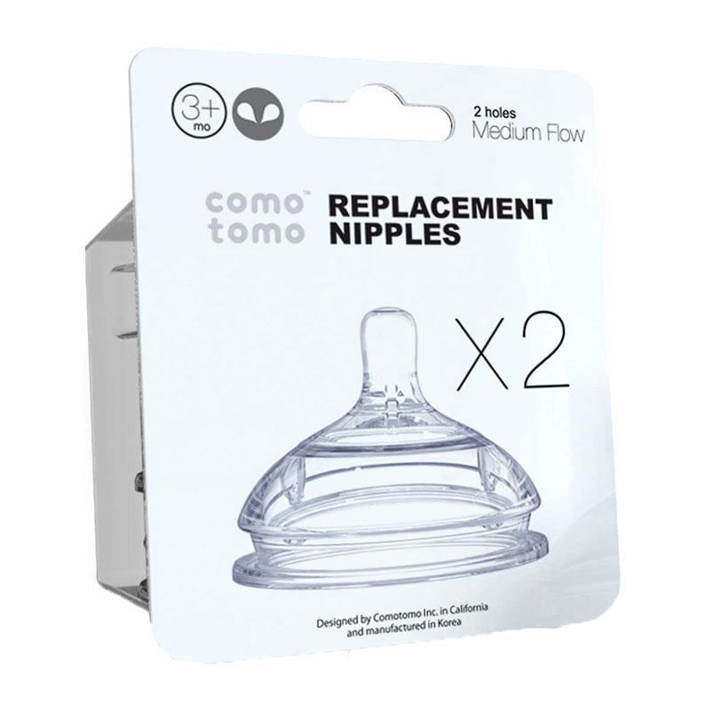 Comotomo Medium Flow Silicone Replacement Nipple 3m+ - 2 Count