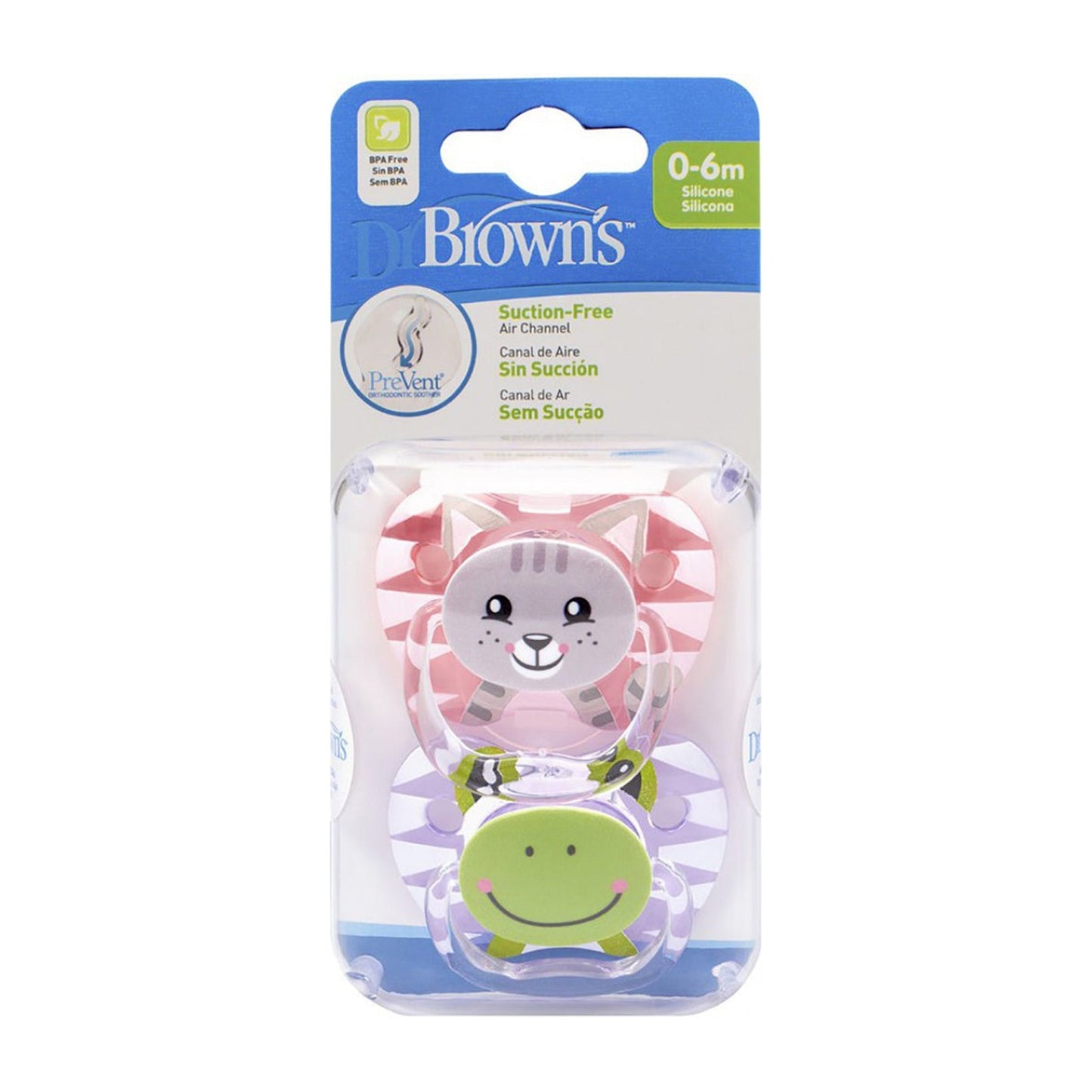 Dr Brown's Prevent Animal Soother 0-6m Pacifier - Pink