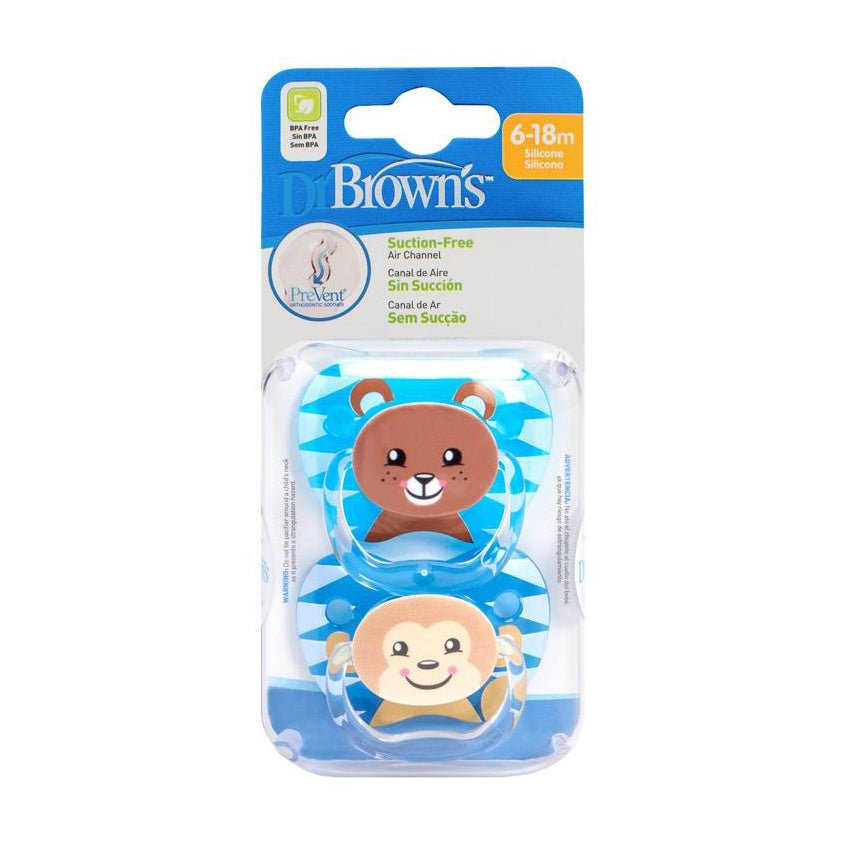 Dr Brown's Prevent Animal Soother 6-18m Pacifier - Blue