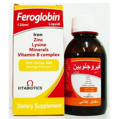 Feroglobin Liquid ( Iron + Zinc + Lysine + Minerals + Vitamin B Complex ) 120 ml