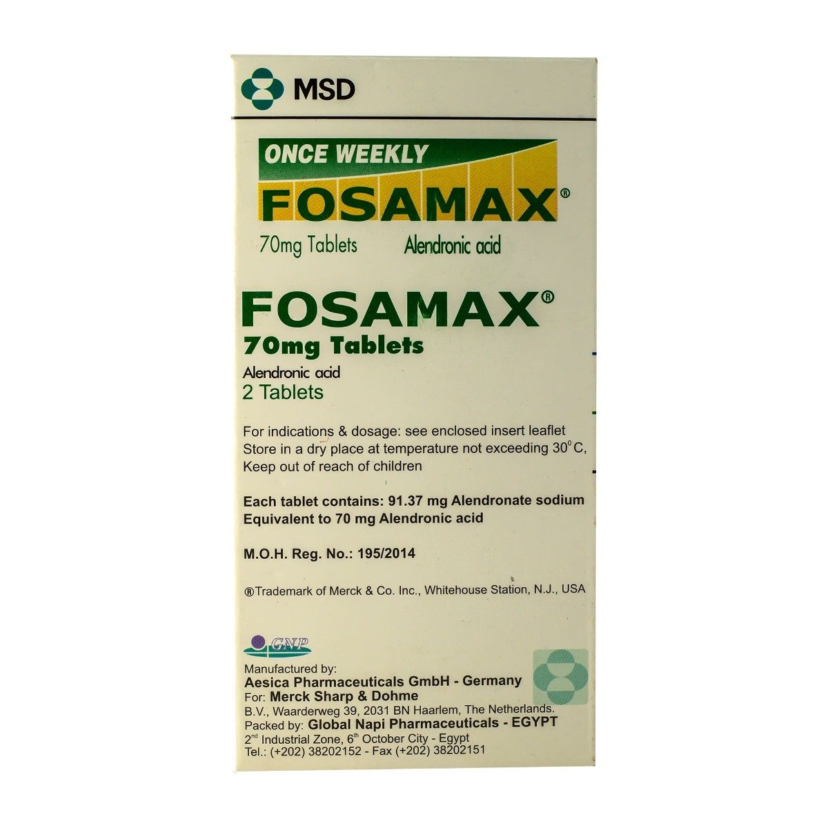 Fosamax 70 mg - 2 Tablets