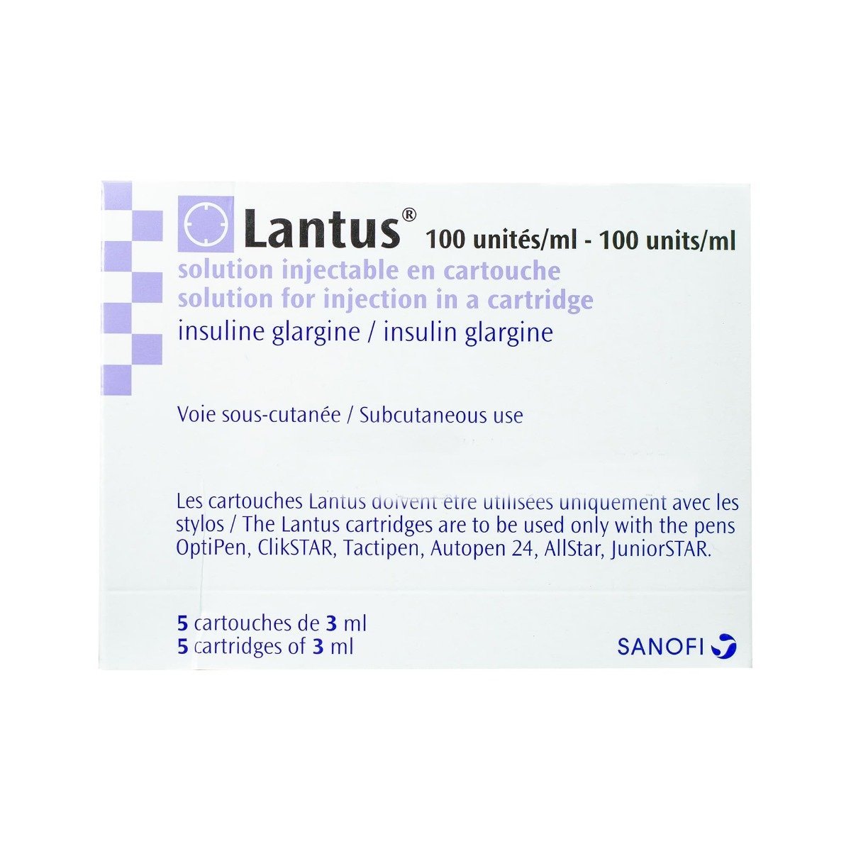 Lantus 100 I.U-1 ml 3 ml - 5 cartridges