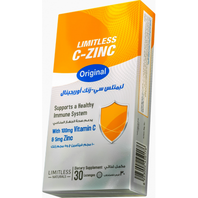 LIMITLESS C-ZINC ORIGINAL ( VITAMIN C 100 MG + ZINC GLUCONATE 5 MG ) 30 LOZENGES