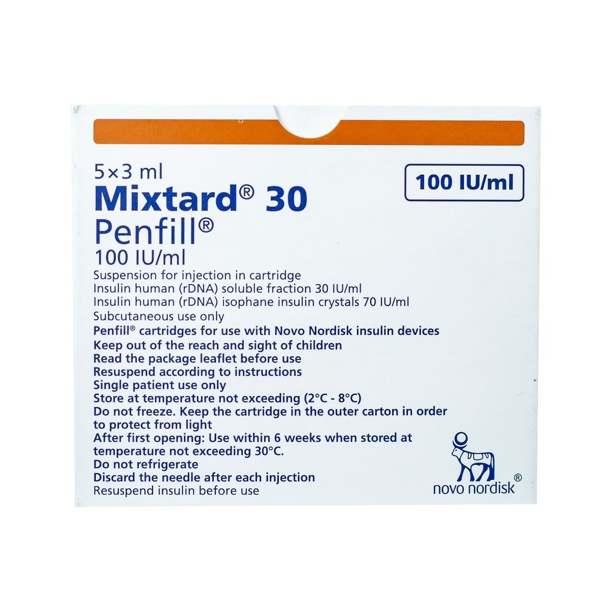 Mixtard 30 100 IU-ml 3 ml - 5 Cartridges