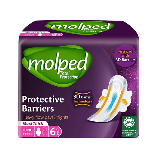 Molped Protective Barriers Maxi Thick Long Pads - 6 Pads