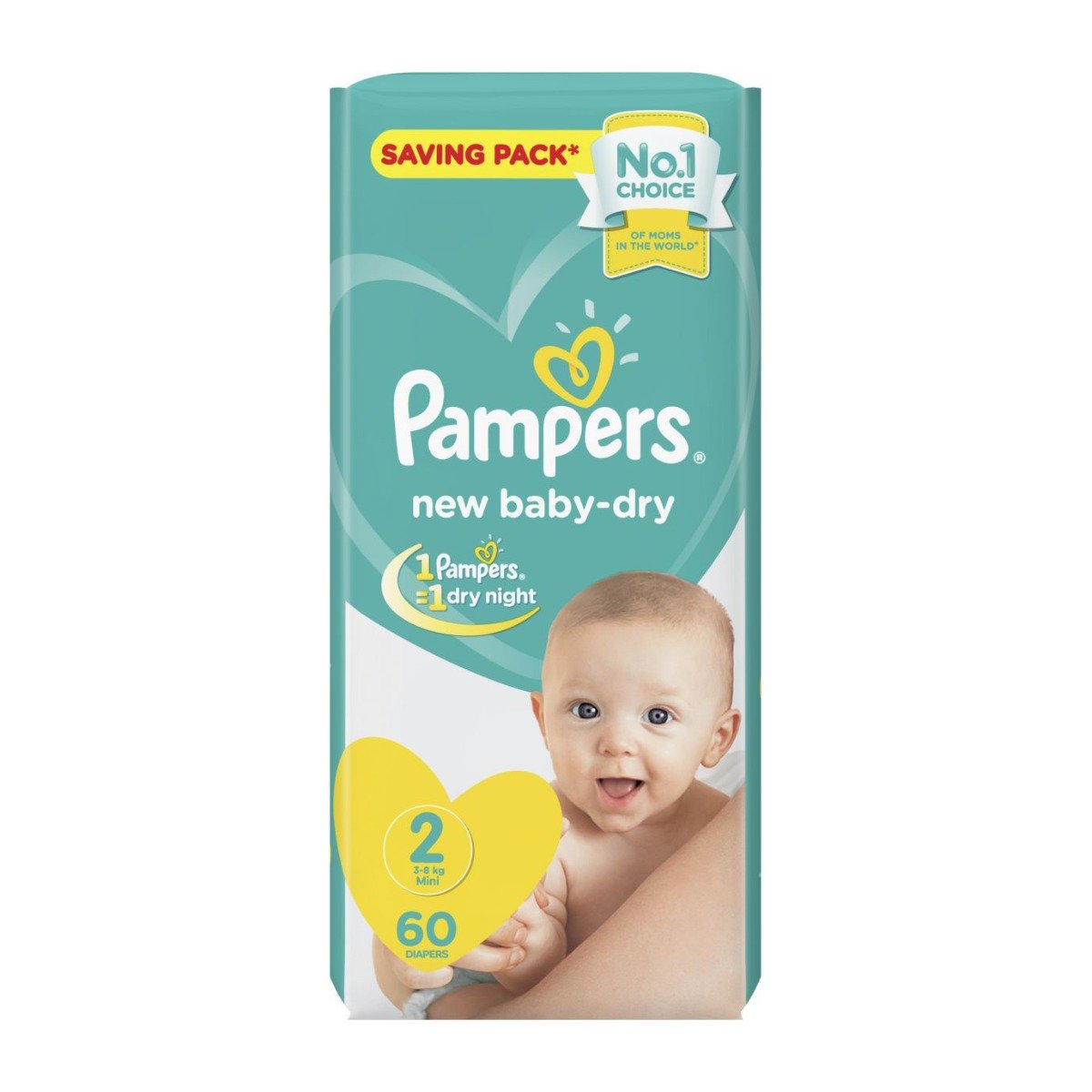 Pampers New Baby Dry Size (2) 3-8kg Mini - 60 Count