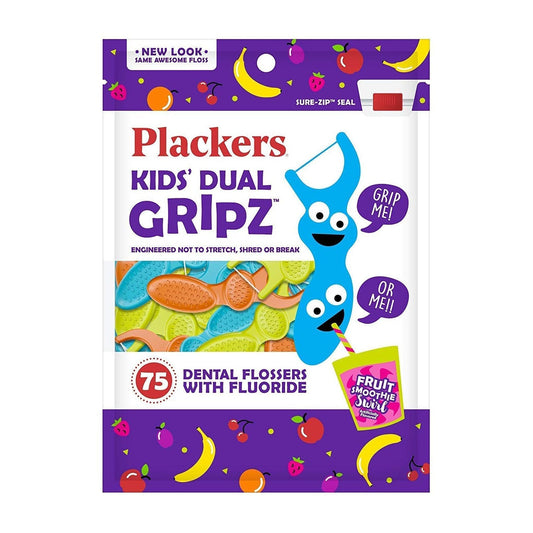 Plackers Kids Dual Gripz Dental Flossers - 75 Flossers