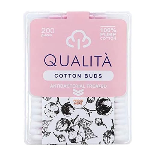 Qualita Antibacterial Treated Cotton Buds – 200Pcs